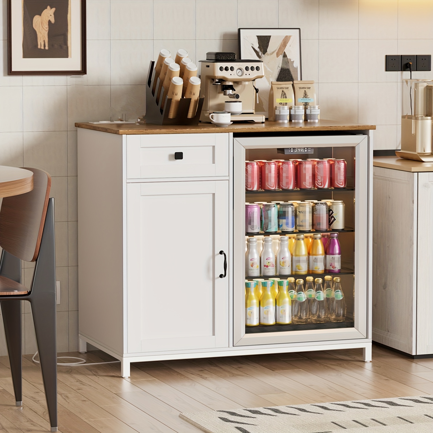 Modern Sideboard, Kitchen Base Cabinet With Large-capacity Base Cabinet And Drawers, Wooden Multi-functional Kitchen Cabinet, Suitable For Kitchen, Living Room, Bedroom