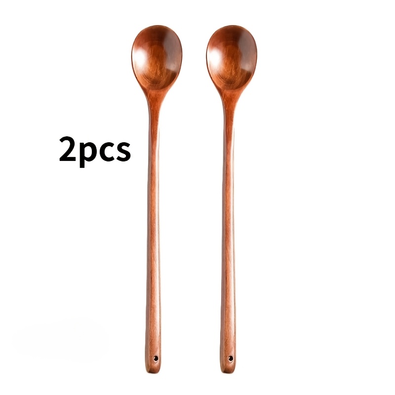 2 Extra Long Handle Durable Mixing Spoons, Sauce Seasoning Long Handle Spoon - , Ergonomic , Comfortable Grip, Suitable For Stirring, Serving, Cooking, Soups, Desserts