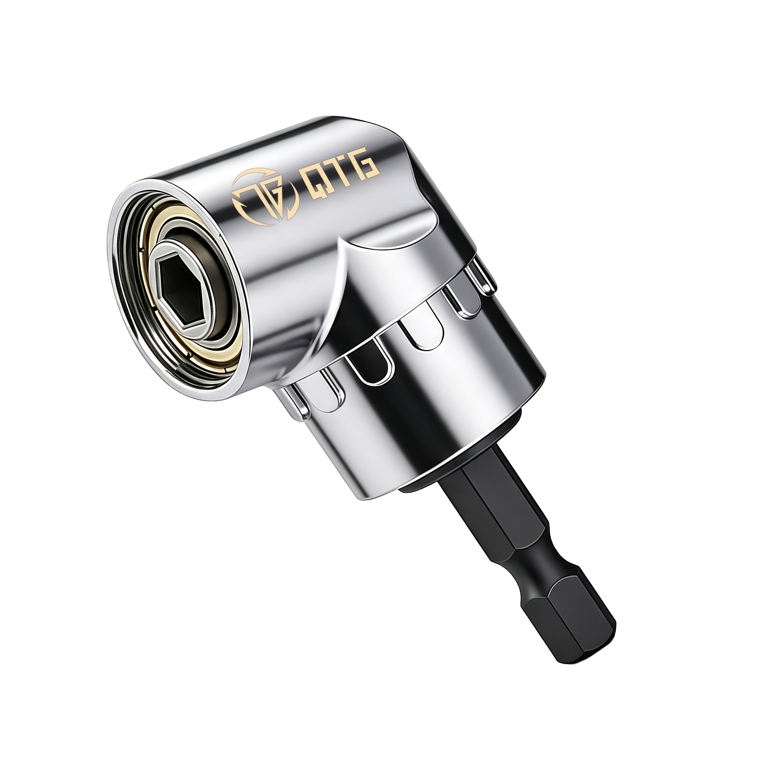 TEMU 1pc Qtg Adjustable Angle Drill Adapter, 105-degree Rotating Metal Drill Bit Guide Tool,right-angle Drill Bit Attachment,adjustable For Drilling