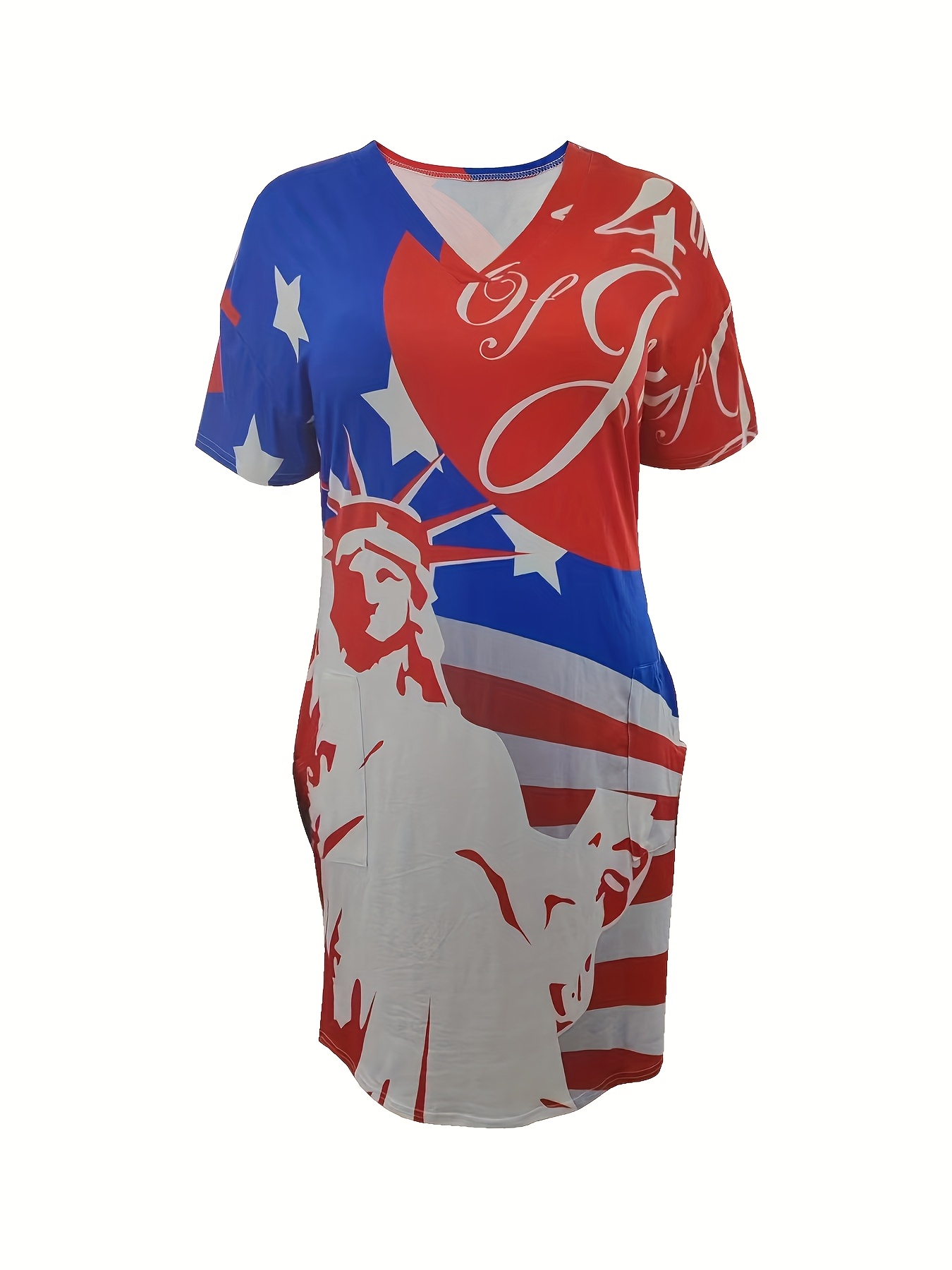 knee length dresses for ladies Stars and Stripes Forever: Women's Patriotic American Flag Dress 1x / American Flag main image 0