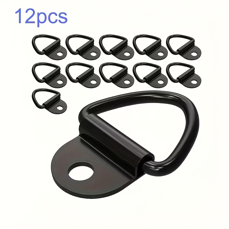TEMU 12 Heavy-duty Black/silvery Anchor Rings, Suitable For Trucks, Rvs, And Boats, Featuring Frame Mounting Holes, Durable Decorative Hangers,