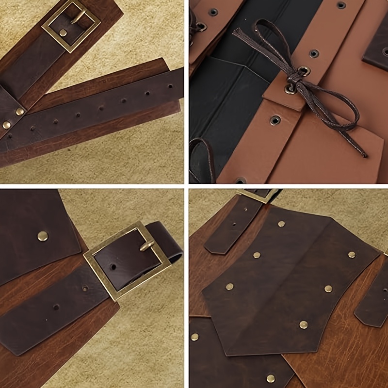 Medieval Faux Leather Wide Belt Thigh Armor, Vintage Style