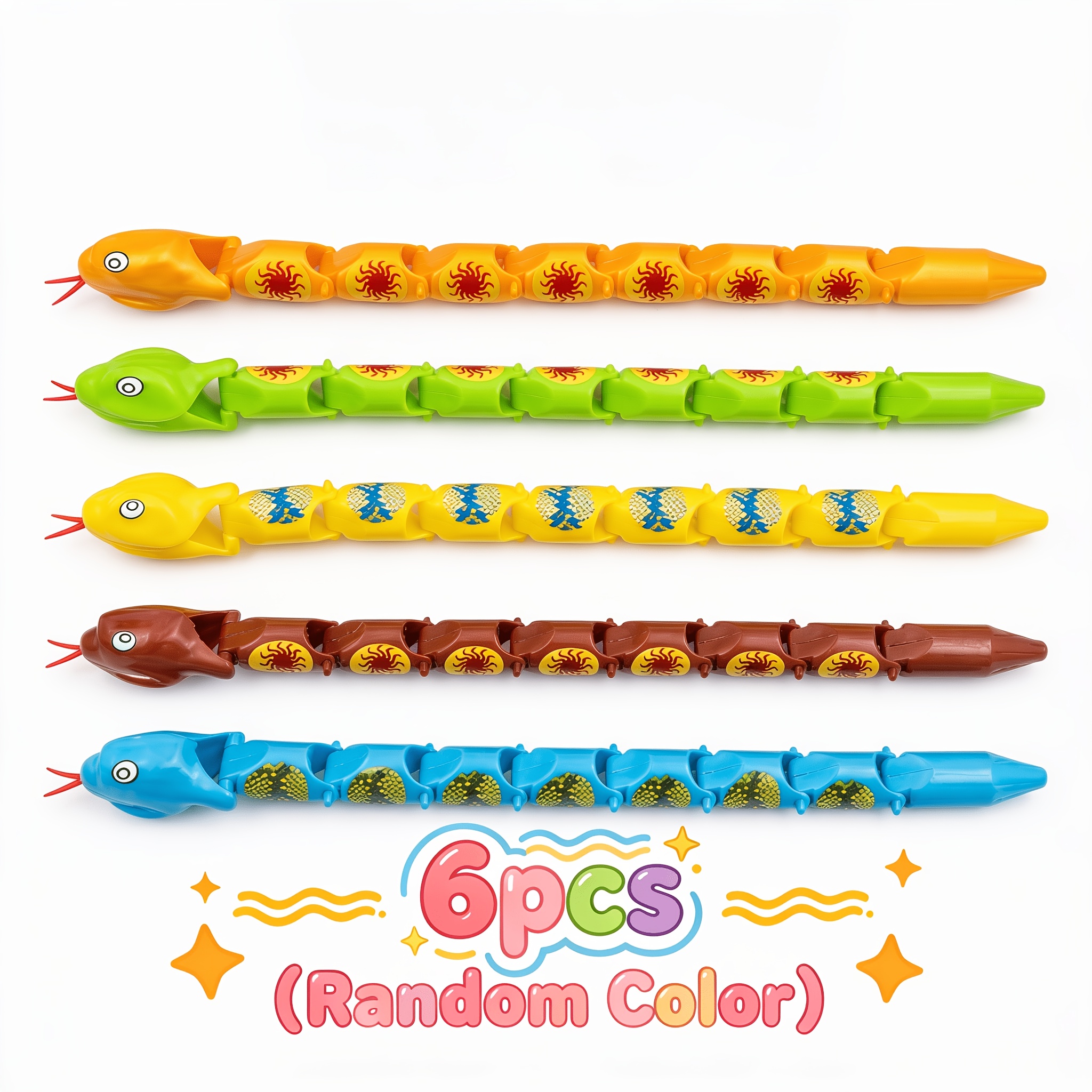 TEMU 6pcs Of Wiggling Toys, In Colors And Patterns, Toys, Perfect As Surprise Gifts For Christmas And Halloween, Children's Parties, And Birthday