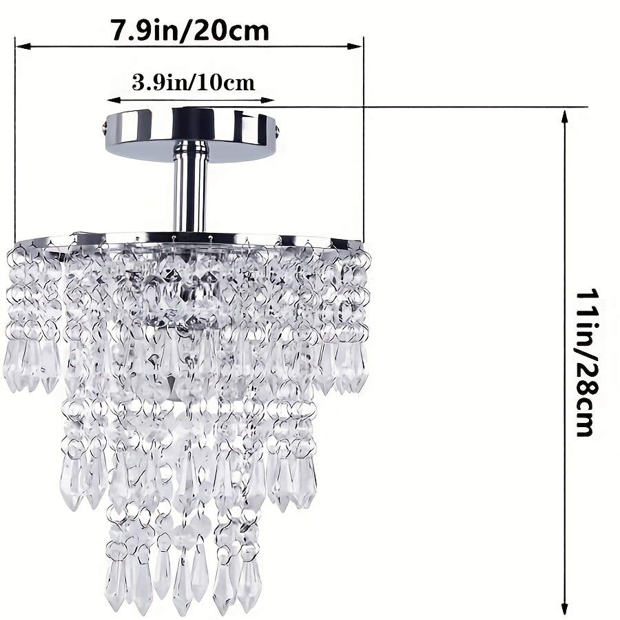 Elegant 1pc Modern Mini Crystal Chandelier - 3-Tier Raindrop Design, Adjustable Metal Ceiling Light for Bedroom, Living Room, Hallway - Semi-Flush Mount, for Switch Control, Crystal Embellished (Light Source Not Included), Ceiling Light for Living Room