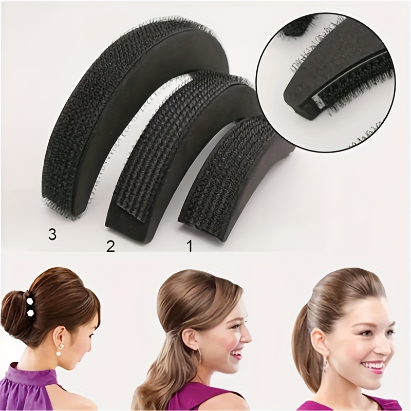 TEMU 3pcs Heightening Puff Bangs Hair Pad Punta Clip Beehive Hairpin Hair Styling Tools Hair Maker Clip Black