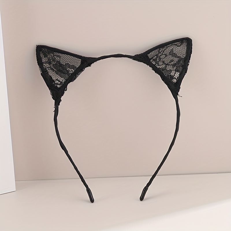 1-pack Cute Cat Ear Headband Halloween Party Lace Sexy 3d Headband