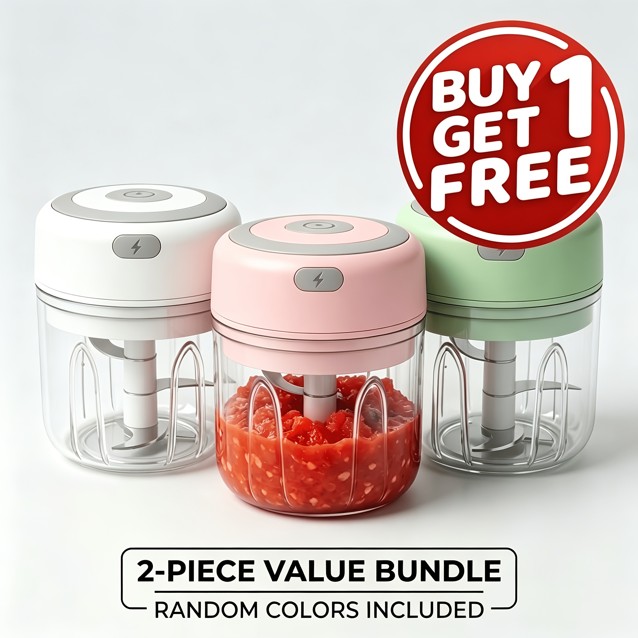 TEMU Mini Electric Garlic Chopper (2-pack, Buy 1 Get 1 Free Value Bundle) Small Wireless Food Processor Vegetable Dicer Cutter, Best Mini Chopper For