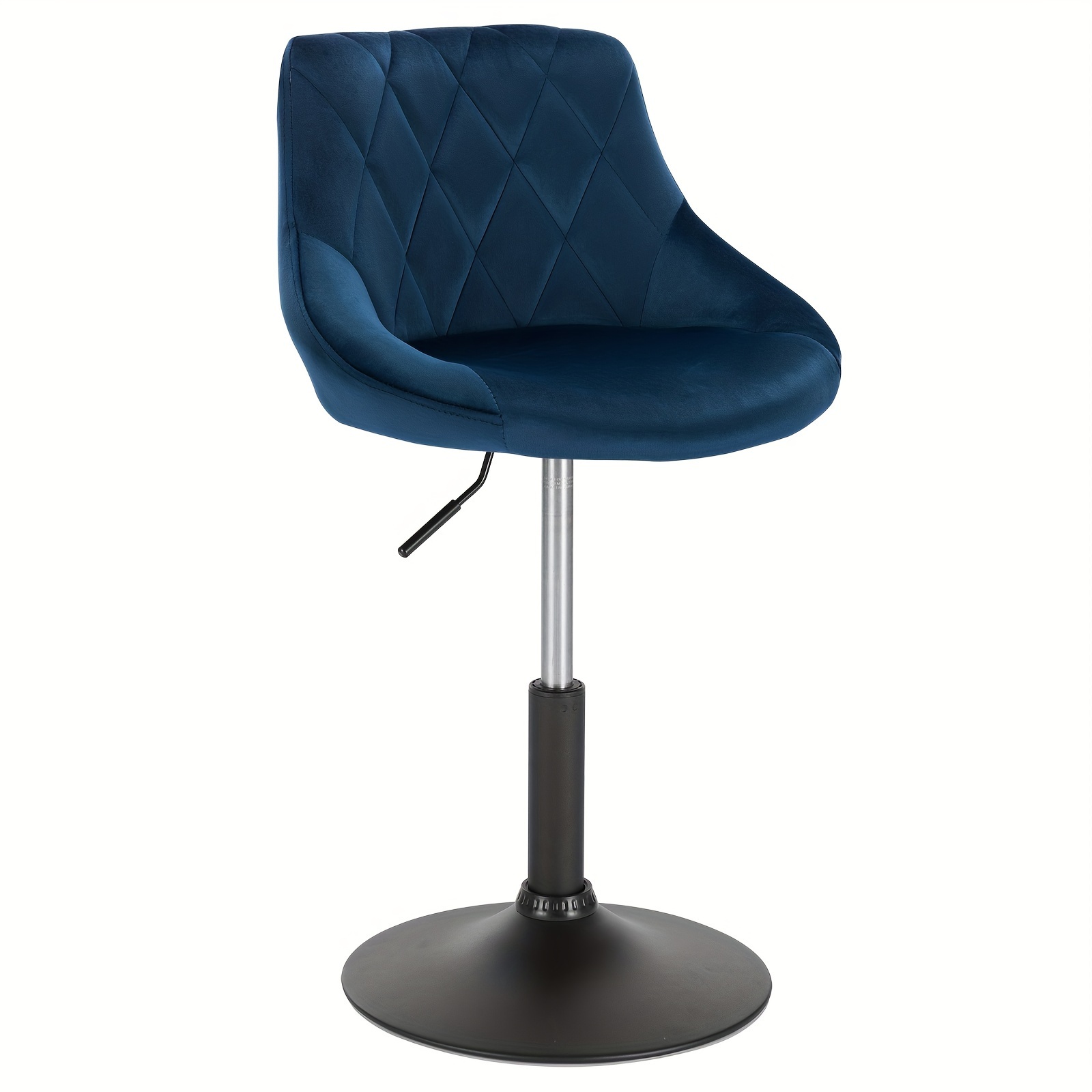 1pc Office Stool Bar Stool Recliner Lounge Chair With Backrest Height Adjustable Velvet Seat Metal Frame