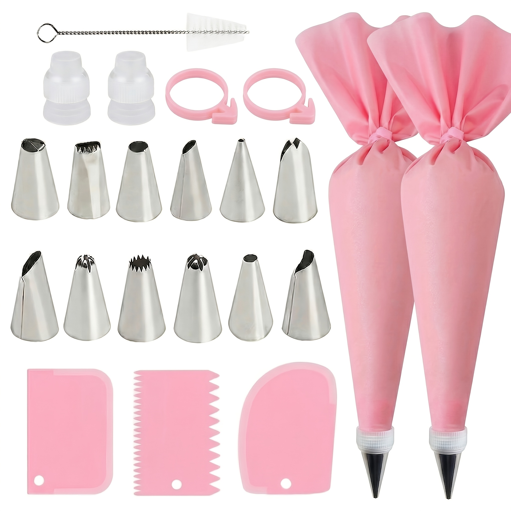 TEMU 22pcs Home Kitchen Baking Piping Set, Cake Cream Pattern Decorating Piping Bag, Scraper Set, Stainless Steel Piping Nozzles, Piping Tools