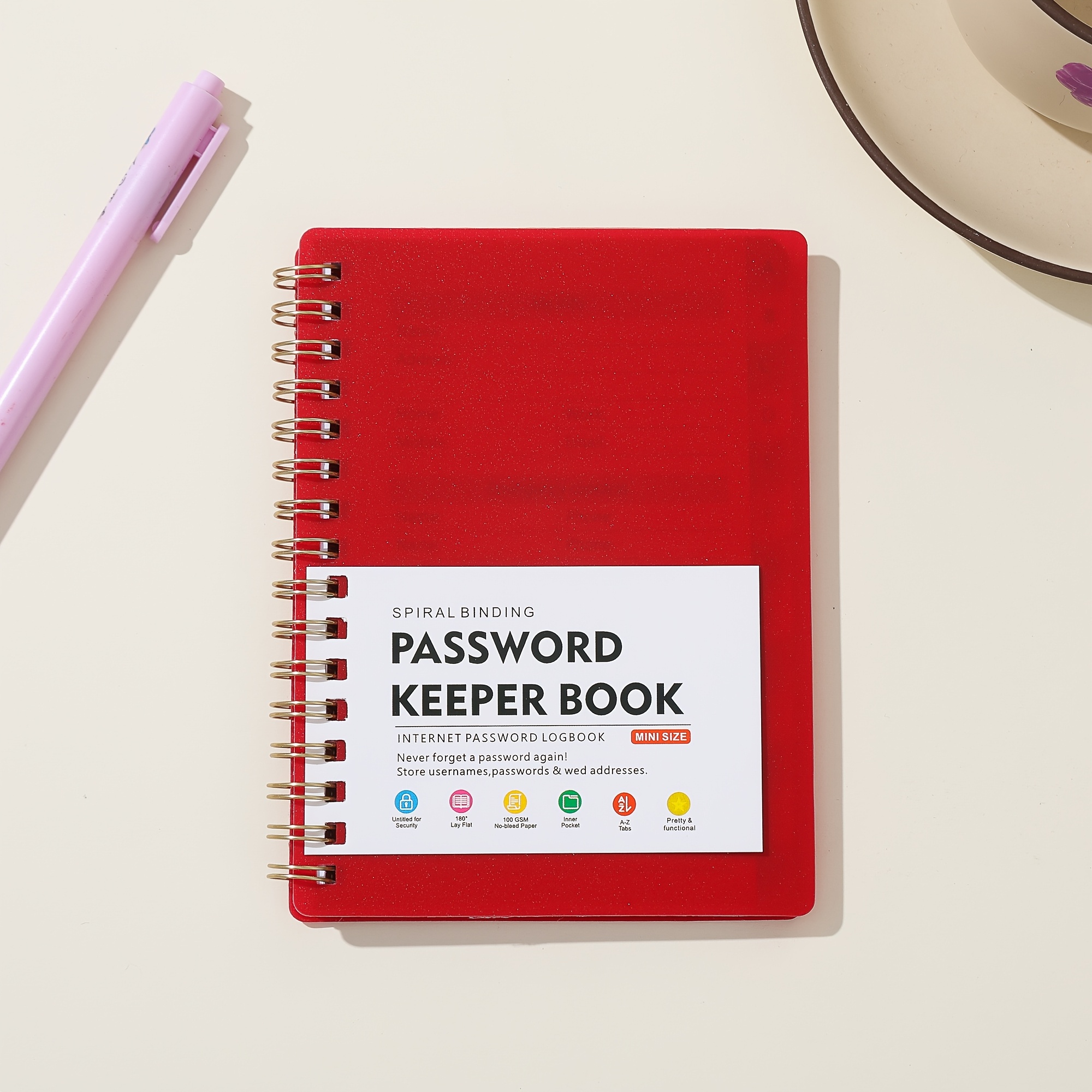 Pocket Size Book 5.7"x4.2" Internet Login Spiral Notebook With Alphabetical Tabs For Address Phone Number Organizer