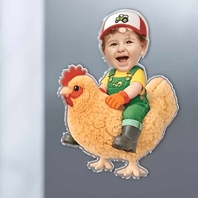 TEMU Imán de foto acrílico personalizado, pegatina para nevera, imán de familiar personalizado, recuerdo de foto de pollo, regalo de gallinero para