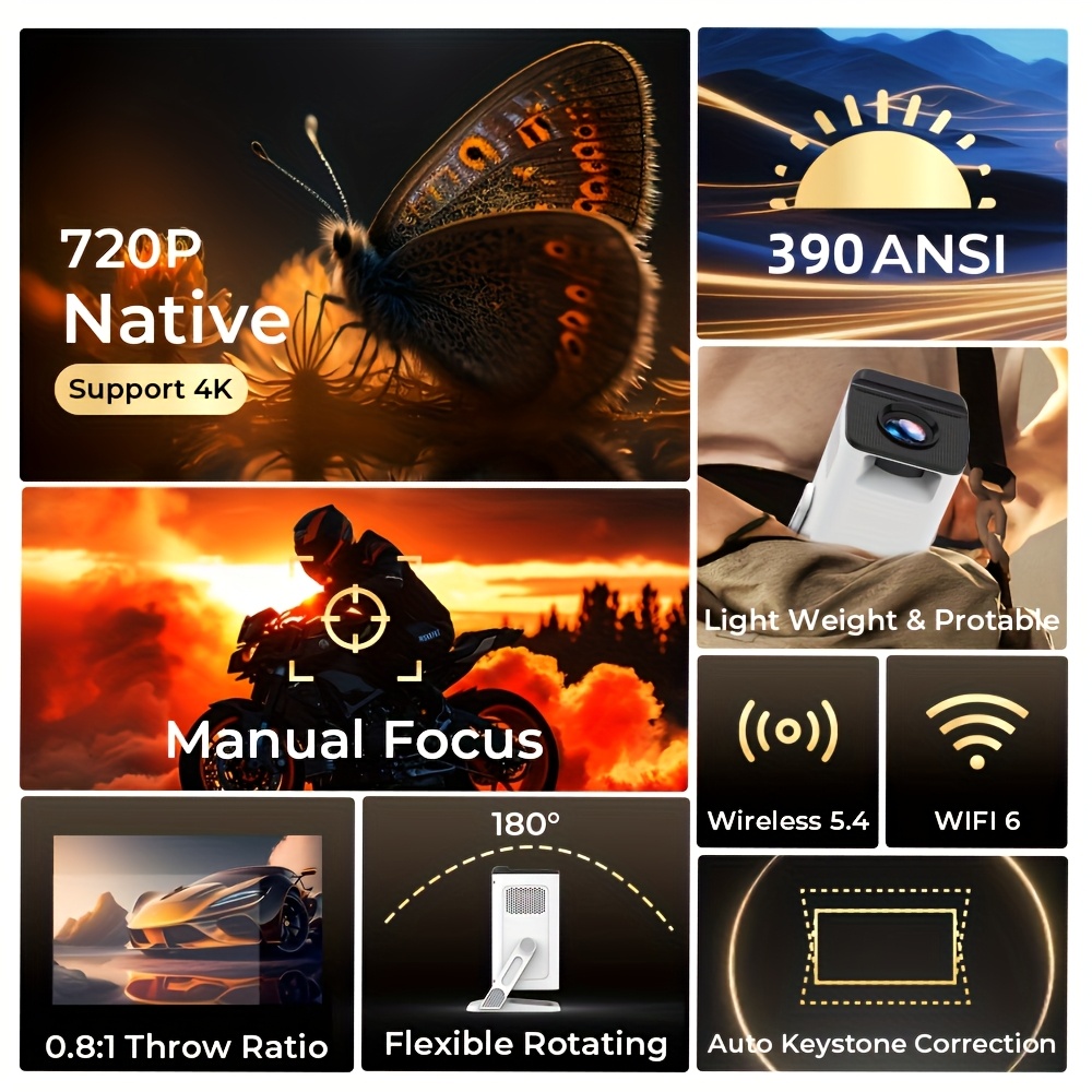 Mini Smart Video Projector with 4K Support