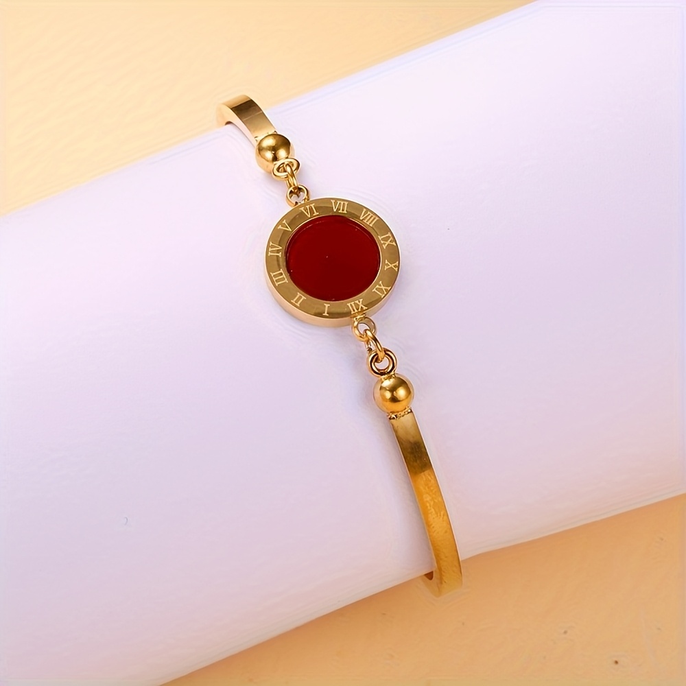 A Roman Numeral Bracelet Available in Four Colors: Black, White, Red, And Green. Made of Stainless Steel, This Classic And Stylish Jewelry Piece Is Designed for Women