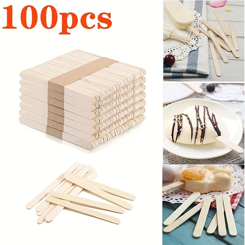 

100pcs Bpa-free Wood Ice Pop Sticks - Disposable Handmade Diy Ice Cream Bar Molds For Crafting And Dessert Making
