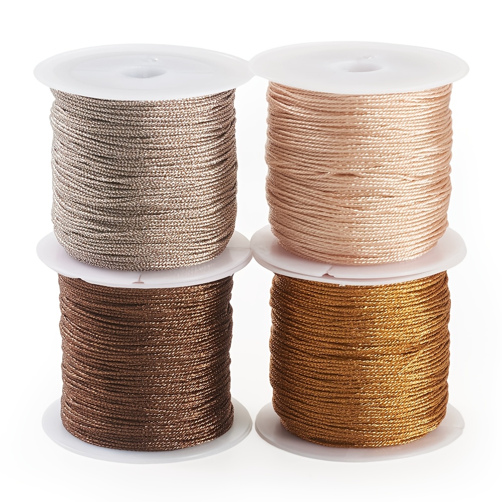 Image of 4 Rolls Round Metallic Cord, For Jewelry Making, Mixed Color, 0.8mm, About 27.34 Yards (25m)/roll, 1 Roll/color, Beading Cords And Threads, Beading Supplies