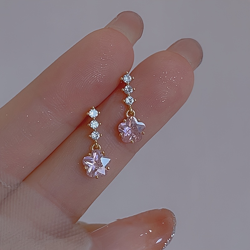 TEMU Un par de aretes de botón de flores de estrella rosas, diseño único para mujer, que desprende un y de , es versátil y puede crear un para