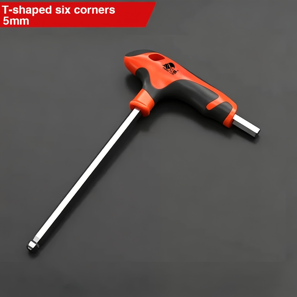 TEMU 1pc T-handle Allen Wrench / Screwdriver Tool - T-handle Comfortable Grip For Automobile Maintenance, 2/2.5/3/4/5/6/8/10mm Flat/ball Head Hex Key