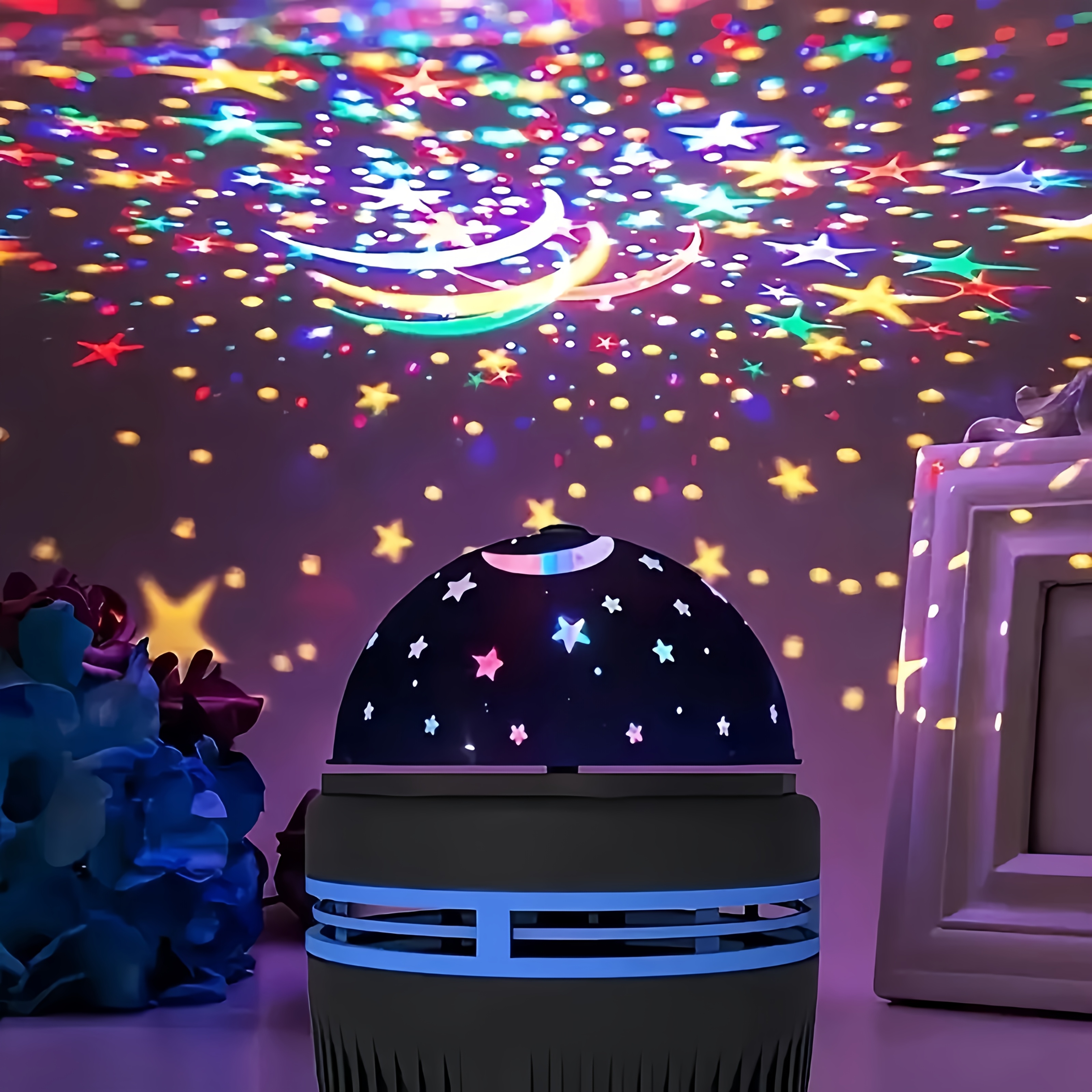 

1pc Usb-powered Led Projection Nightlight - Colorful Ambiance Light For Bedroom Decor, Gift