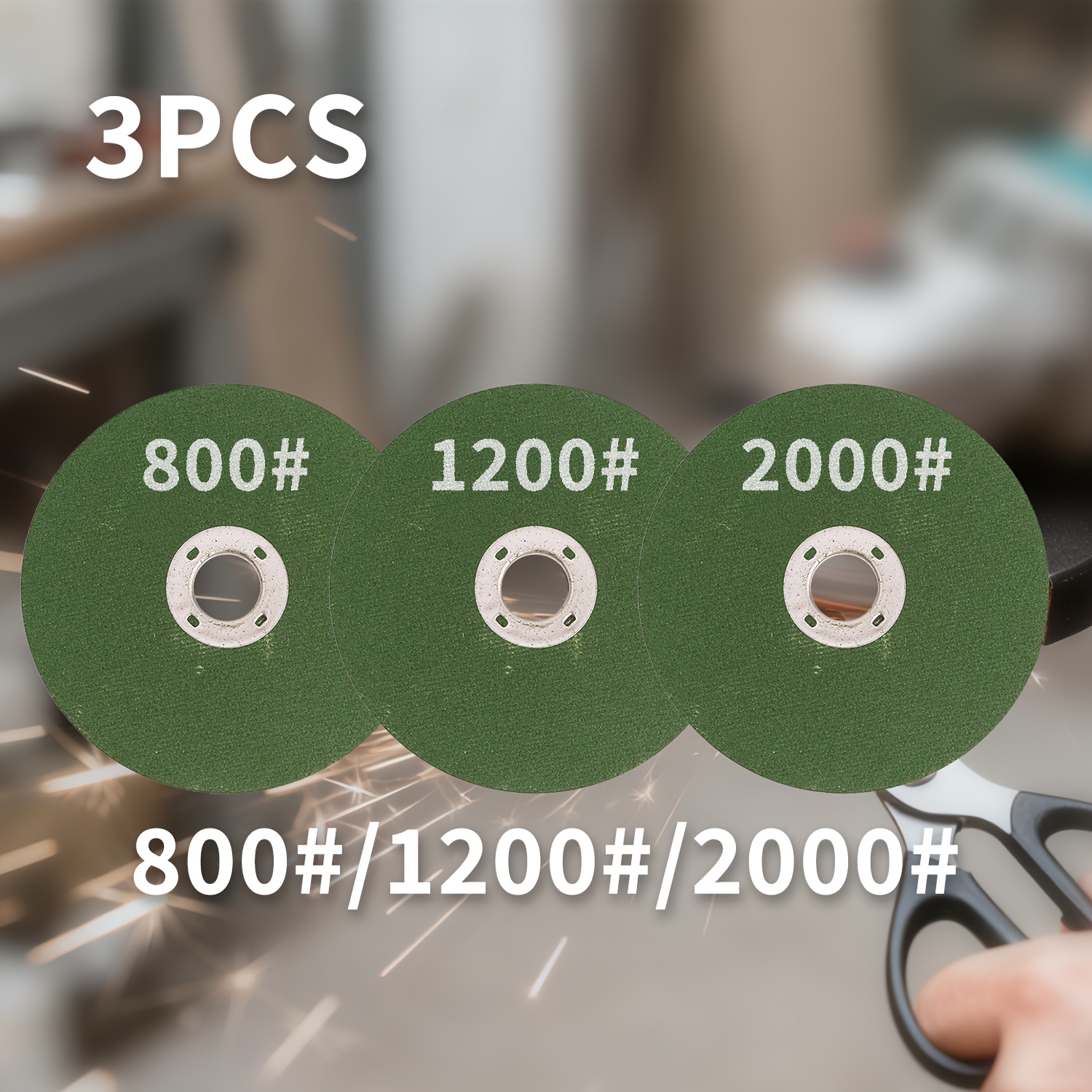 3pcs Multi-grit Grinding Wheel Set (800/1200/2000 Mesh) - Heavy-duty Polymer Backing & Hard Quartz Abrasive For Metal Grinding, Rust Removal, Deburring, Stone Polishing - For Surface