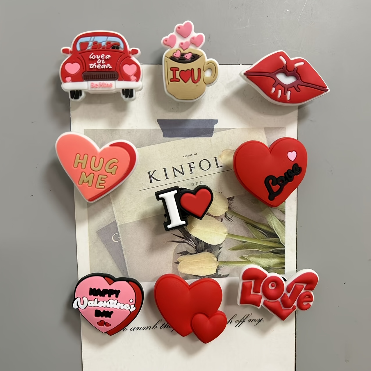 9 Refrigerator Magnets With Valentine's Day Atmosphere, Suitable For Office Use, Refrigerator Decoration, Perfect Gift.
