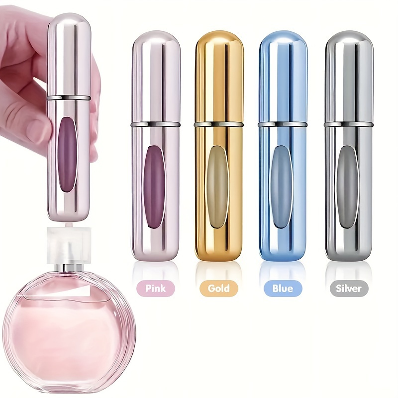 TEMU 4pcs Travel Perfume Atomizer Set, Portable Mini Spray Bottles, Refillable Fragrance Pump Box, Metal, Formaldehyde-free, Pvc-free, Perfume Refillable Bottles