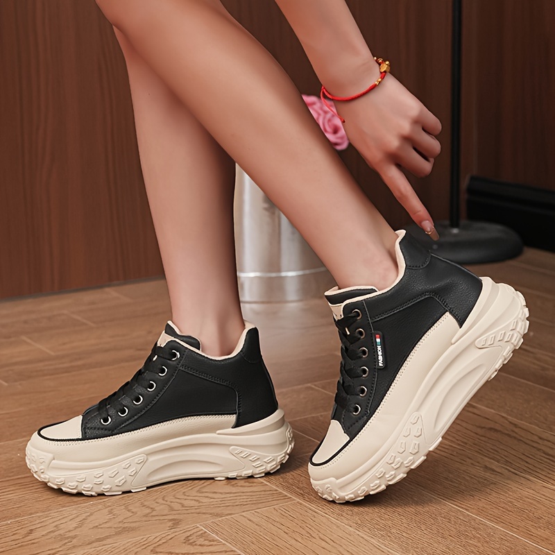 Women s Platform Sneakers Casual Lace Up Outdoor Shoes Women s Comfortable High Top Shoes plus size