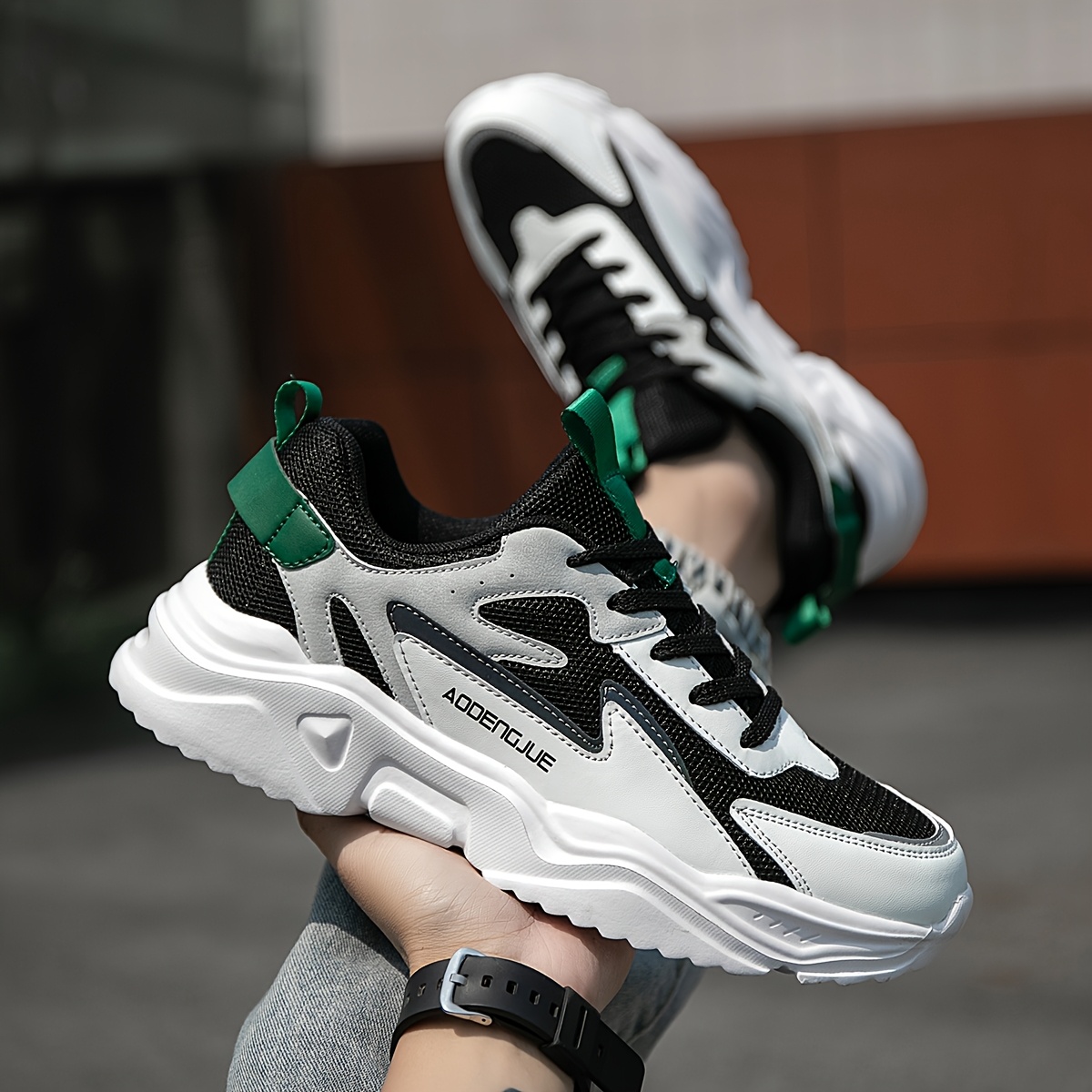 Men's Lightweight Casual Letter Print Trend Design Front Strap Sneakers - Low-Top EVA Sole, PU & Fabric Upper, Breathable & Durable for Running, Hiking, Outdoor & Daily Wear