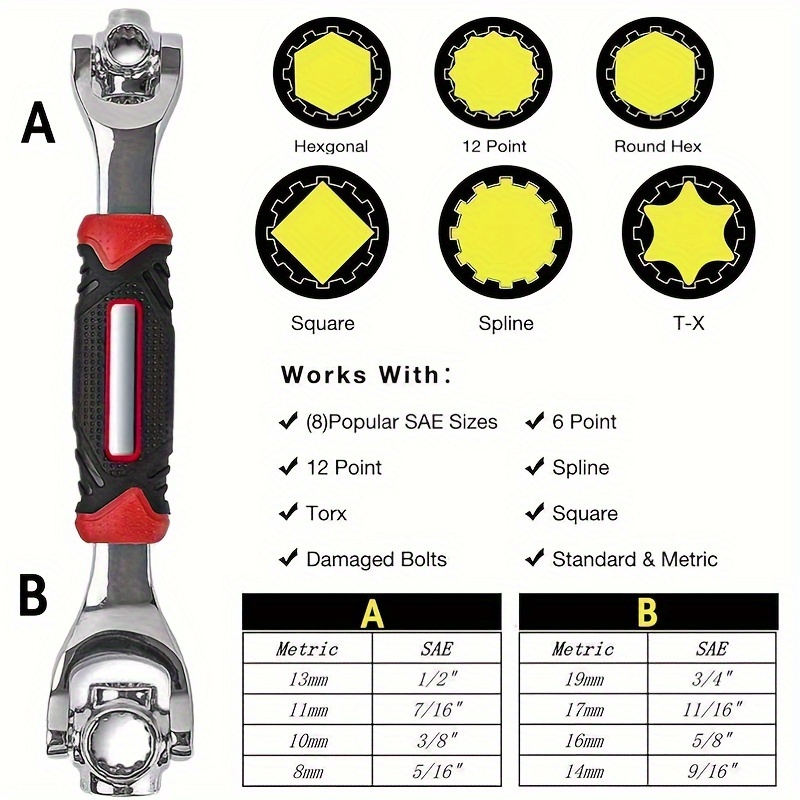 52 in 1 socket wrench set metric sae non   360 rotating head for home auto repair   carbon steel fits 8 19mm 5 16 3 4 details 2