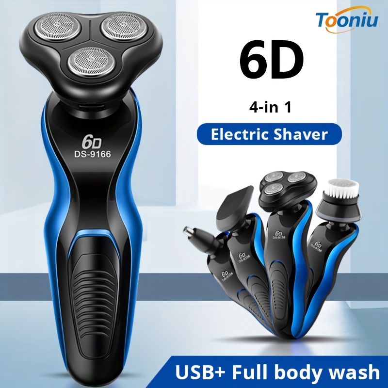 

Tooniu 4 In 1 Men Electric Shavers Dry Wet Waterproof Rotary Cordless Face Electric Razor Usb Rechargeable For Shaving Traveling Accessories Husband Dad Fashion Gift