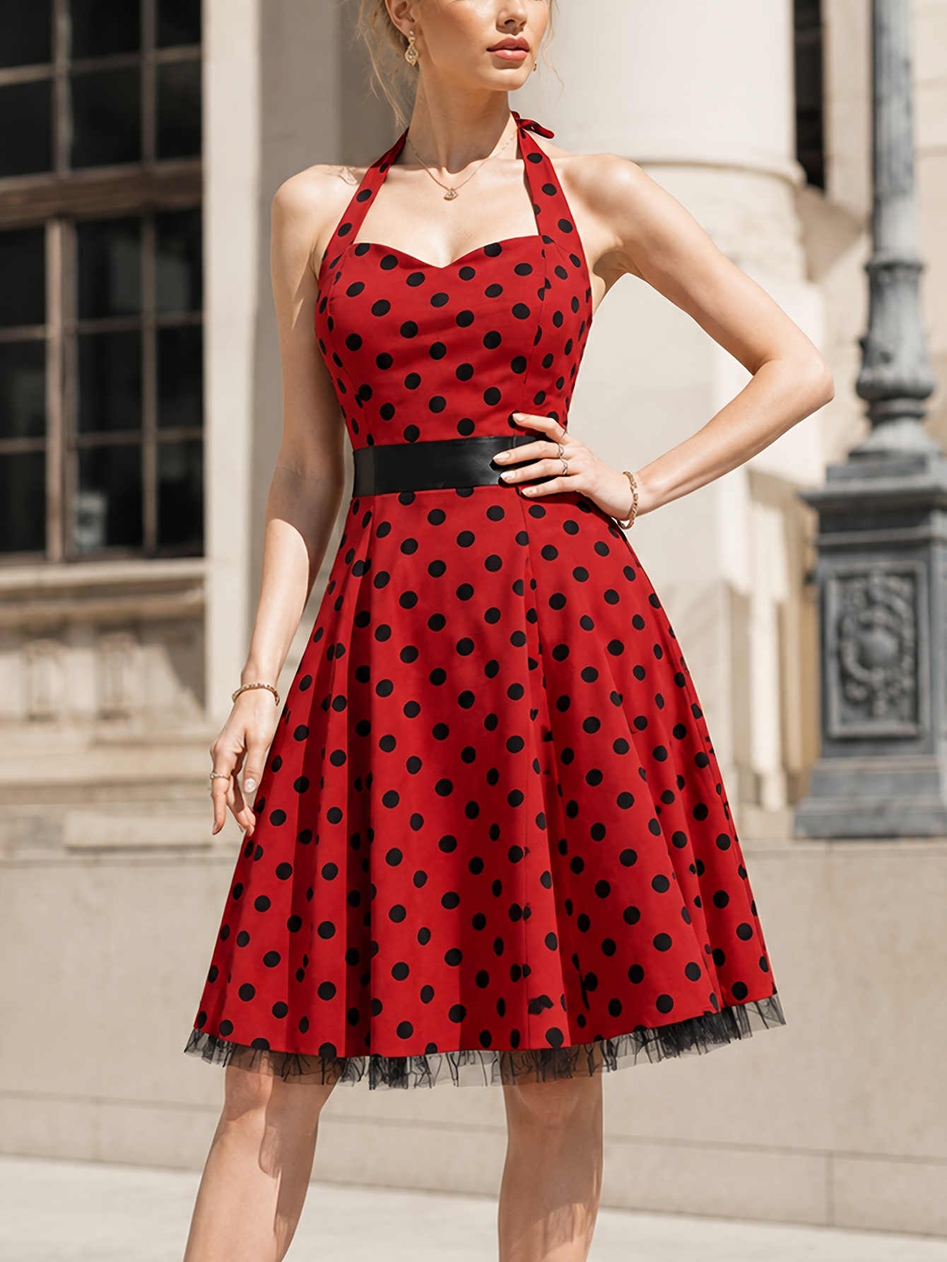 casual long black dress Robin Polka Dot Mini Dress