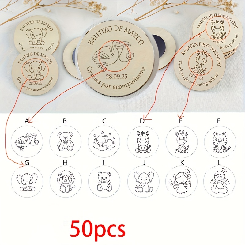 Custom Personalized Wooden Zoo Animal Magnet for Baptism
