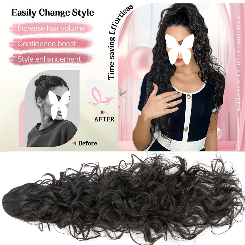 24 ponytail extensions claw long thick wavy curly claw clip in pony tails hairpiece soft natural looking synthetic hairpiece for women details 3