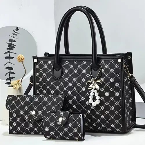 fashionable large capacity womens handbag suite 3pcs purses for women and suitable for daily shoulder bag