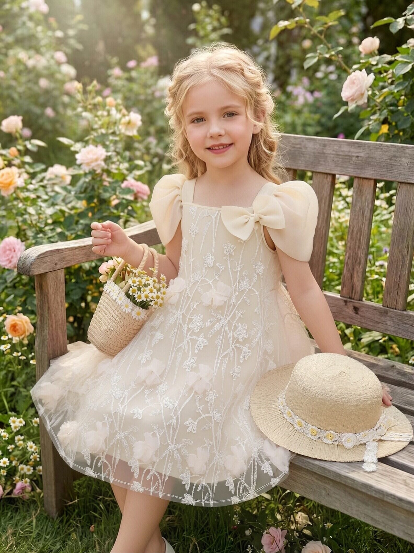 white graduation dress toddler girl Flower Girl Dress Toddler Kids Princess Wedding Graduation Trailing Fo –  ilovethedress main image 1