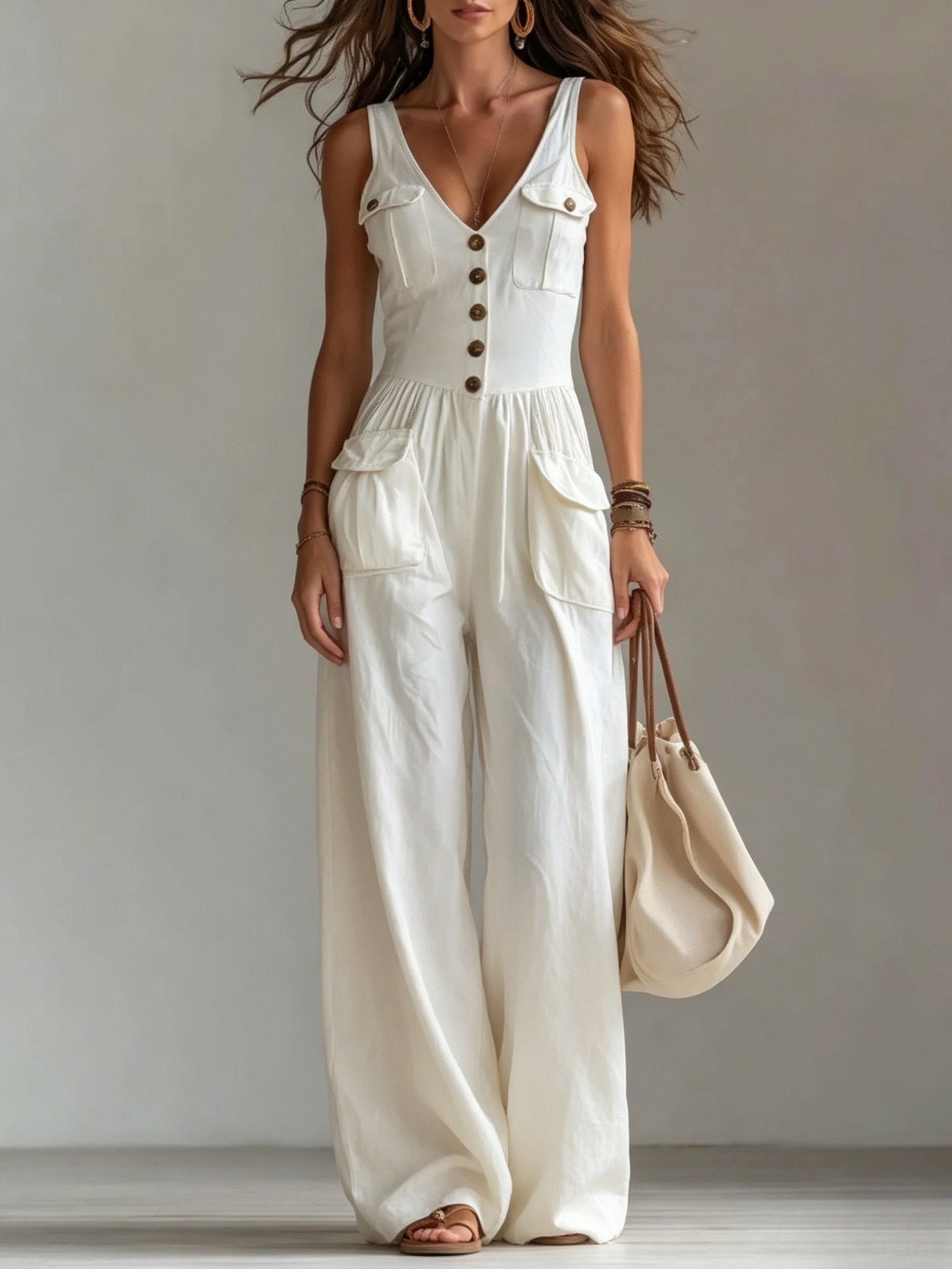 summer sleeveless jumpsuit utility casual wide Australia