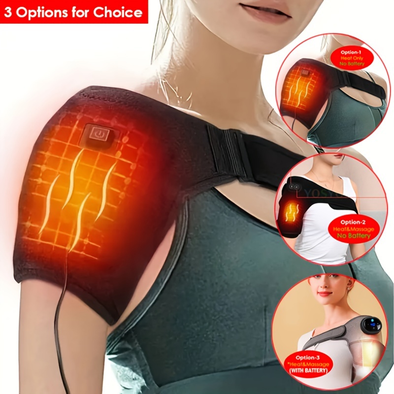 Heated Shoulder Brace Wrap Men Women Muscle Relax Electric Heating Vibrate  BGS