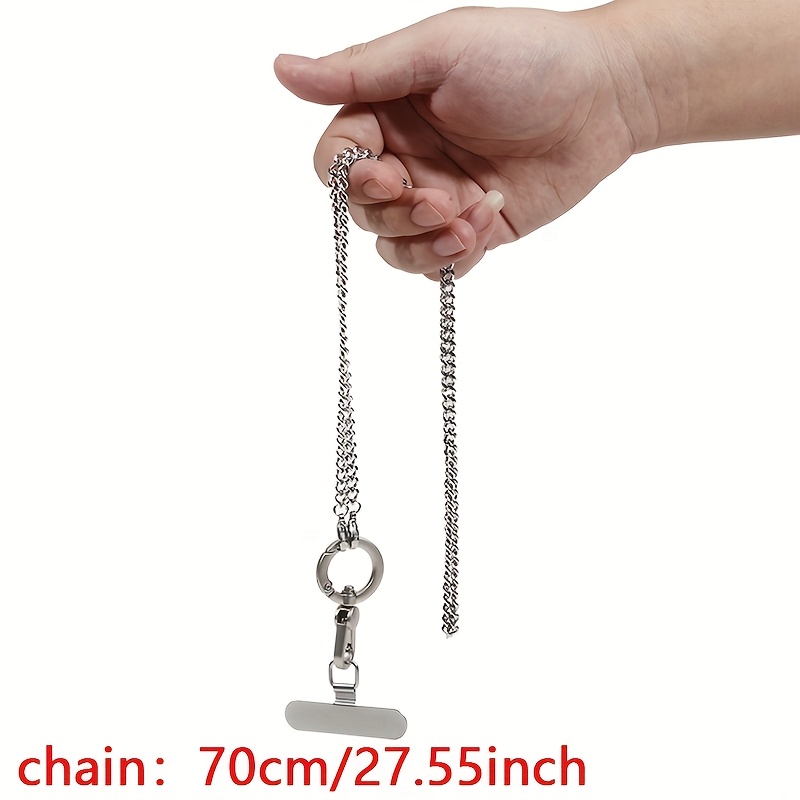 E-shop 360° Drehbarer Metall-Handyhalter, Lange Umhängekette, Anti-Verschleiß-Armband, Eleganter Handyhalter mit Stoßdämpfender Clip-Pads, Modisches