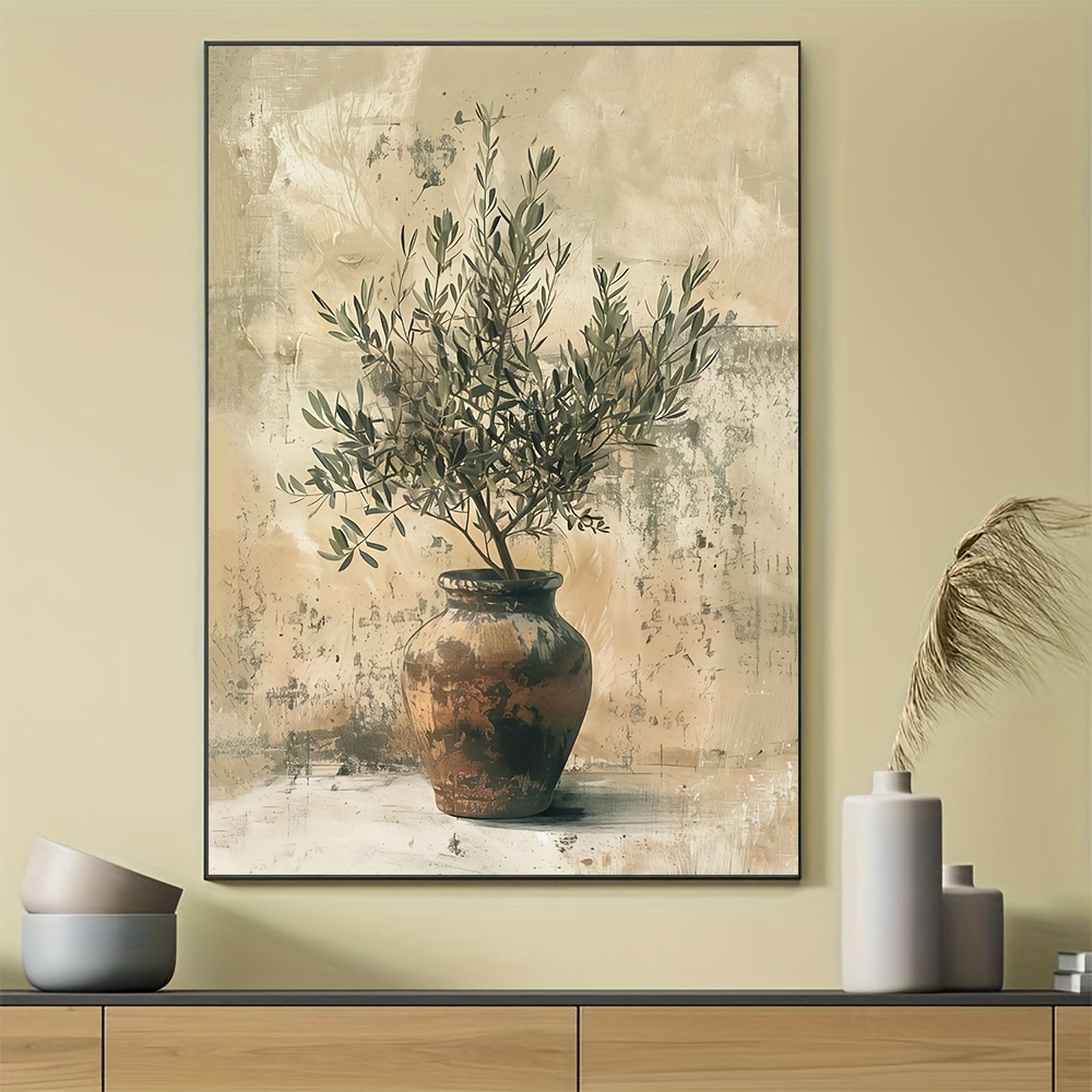 

Vintage Olive Branch Art Poster: 31.49" X 47.24" Frameless Modern Canvas Painting For Living Room And Bedroom Decoration