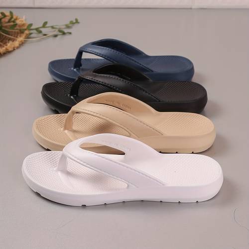 womens solid color simple flip flops simple clip toe summer shoes lightweight slip on