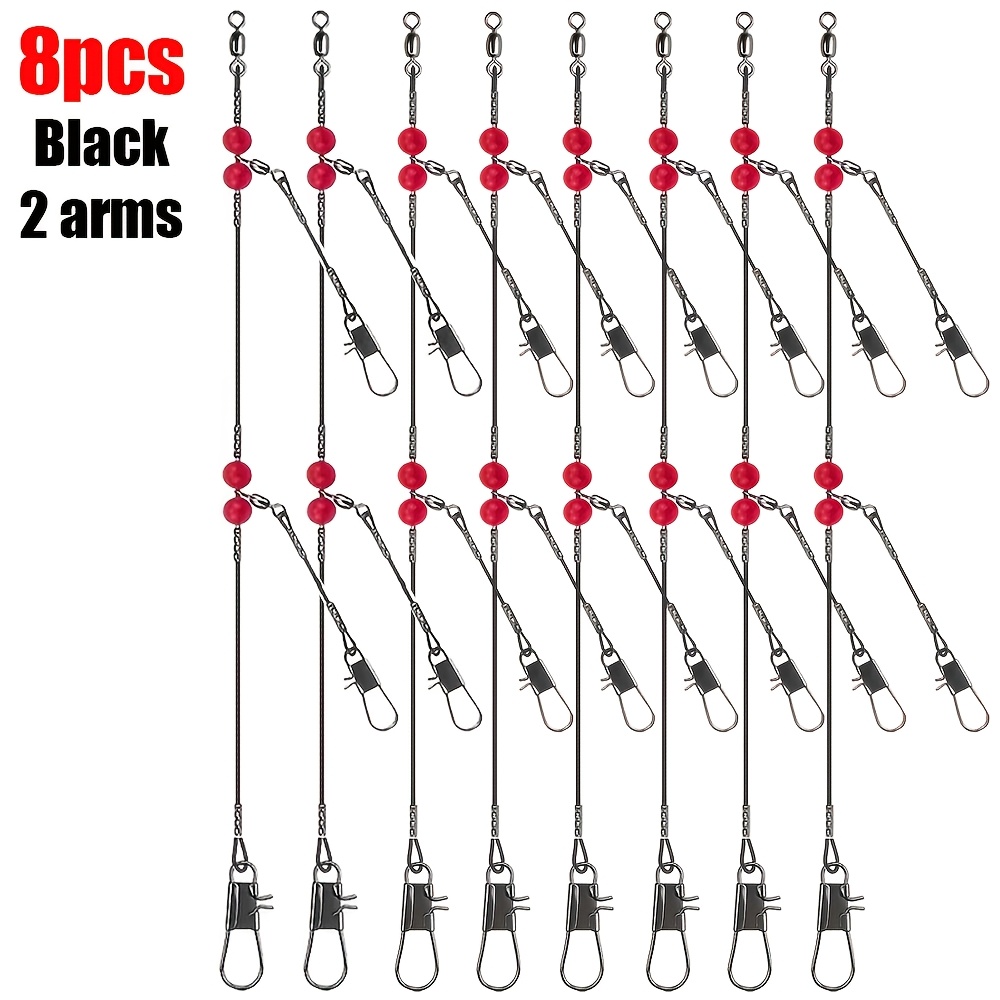 TEMU 8pcs Stainless Steel Fishing In – Heavy-duty Saltwater & Freshwater Wire With Swivel Snap, -free, 1-arm/2- For Casting, Trolling, Fly Fishing