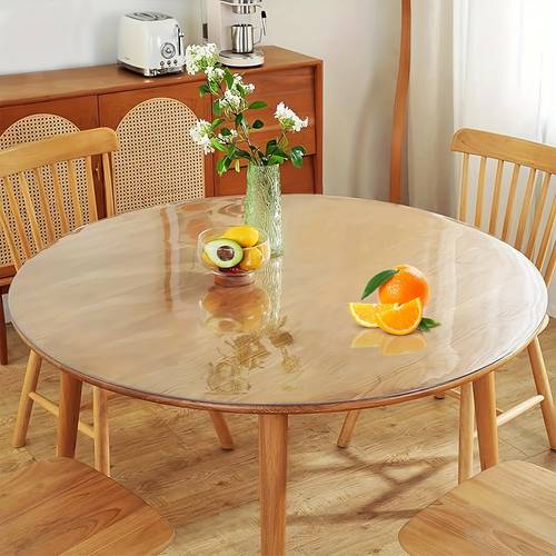 1 pvc tablecloth round dining table cover vinyl table cover 2mm thick durable scratch resistant proof clear table protector for indoor dining outdoor picnics party tables