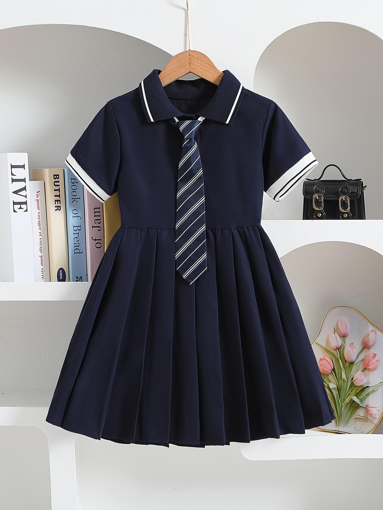 2025 summer preppy collar short sleeve pleated - Temu