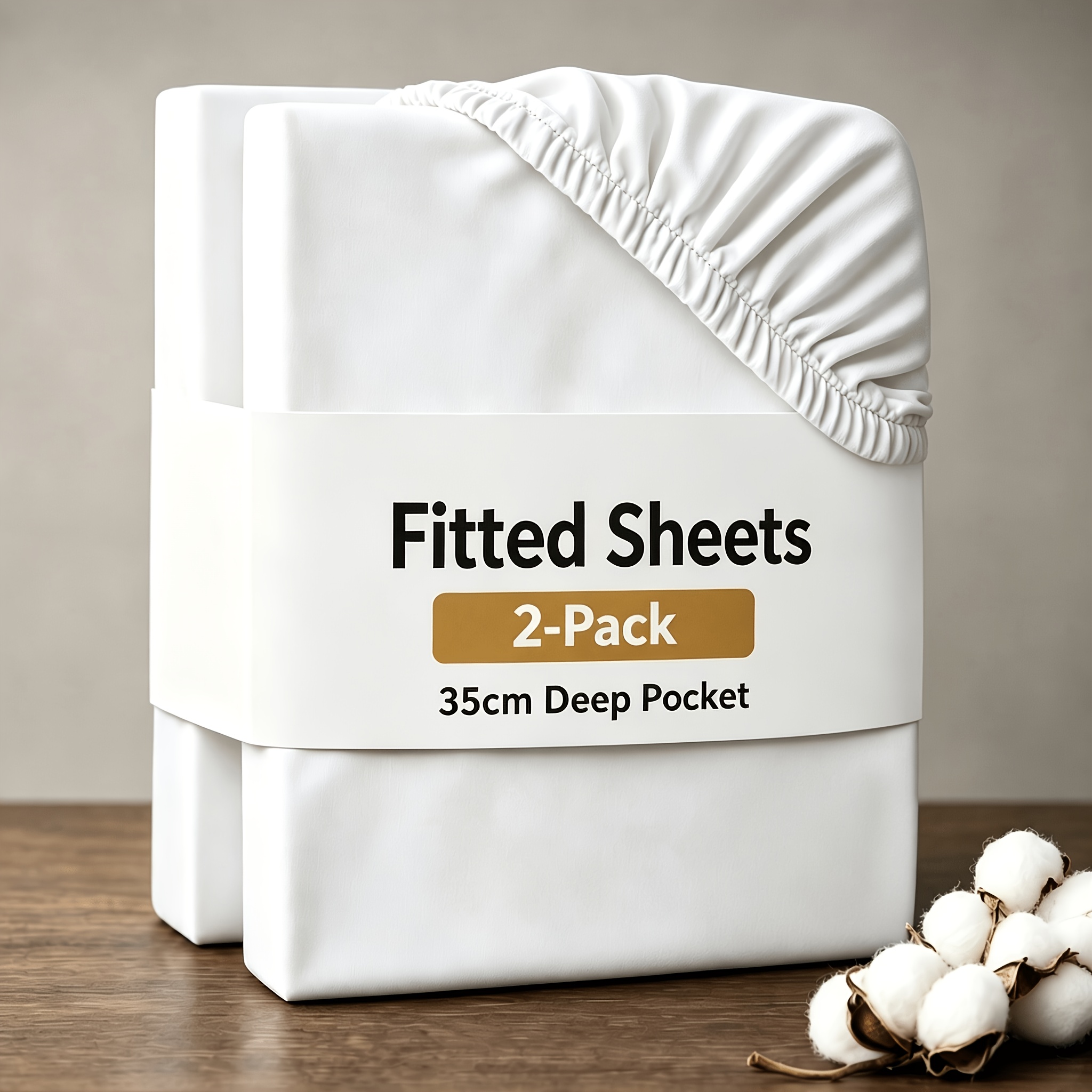 TEMU 2pcs Fitted Sheet Set, Cotton-like Material (120 G/m²), Elastic Band