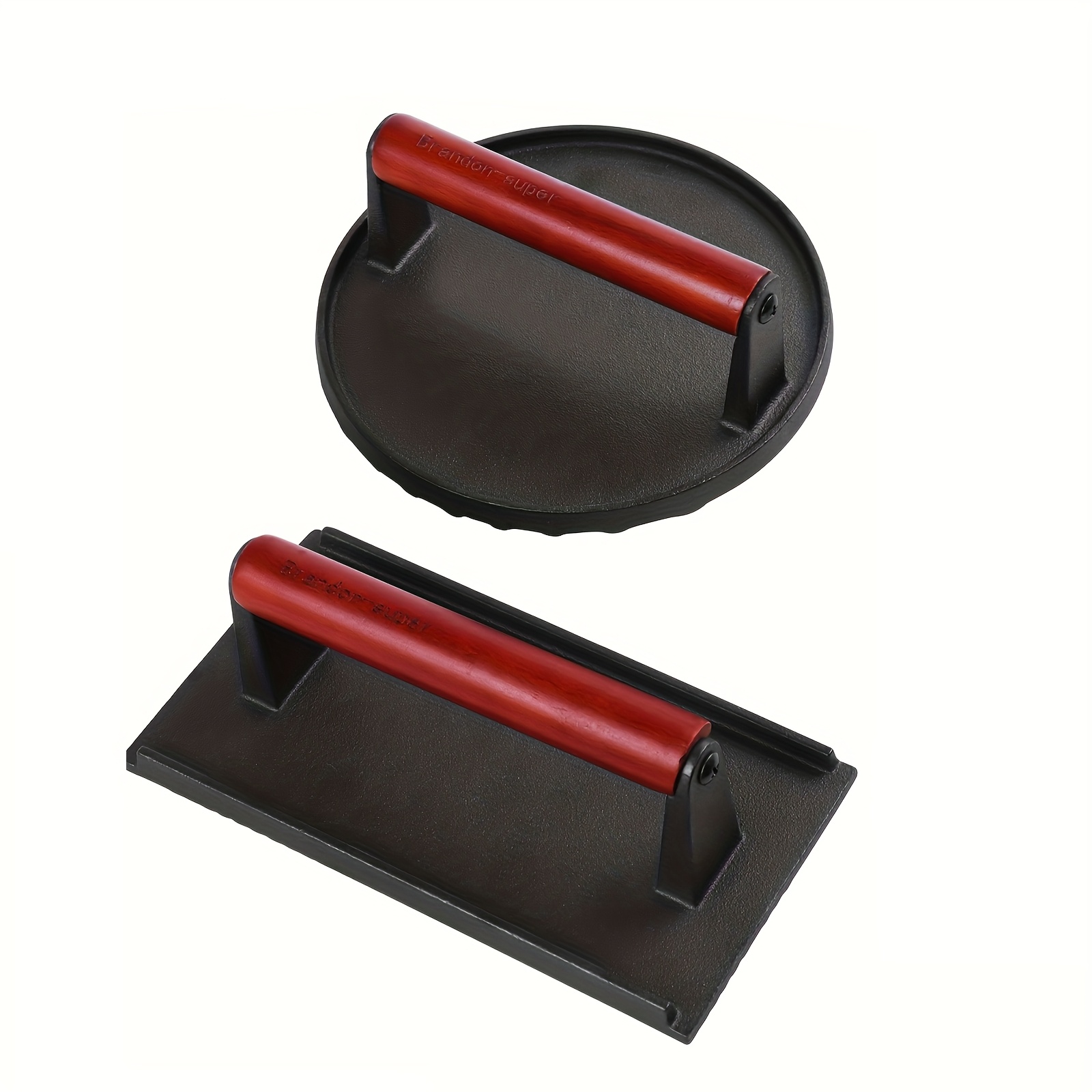 TEMU High-quality Heavy Duty Cast Press With Cold Wooden Handles - A Food Grade Uniform Heating Tool For Baking Trays, Grills And Sandwich Cooking