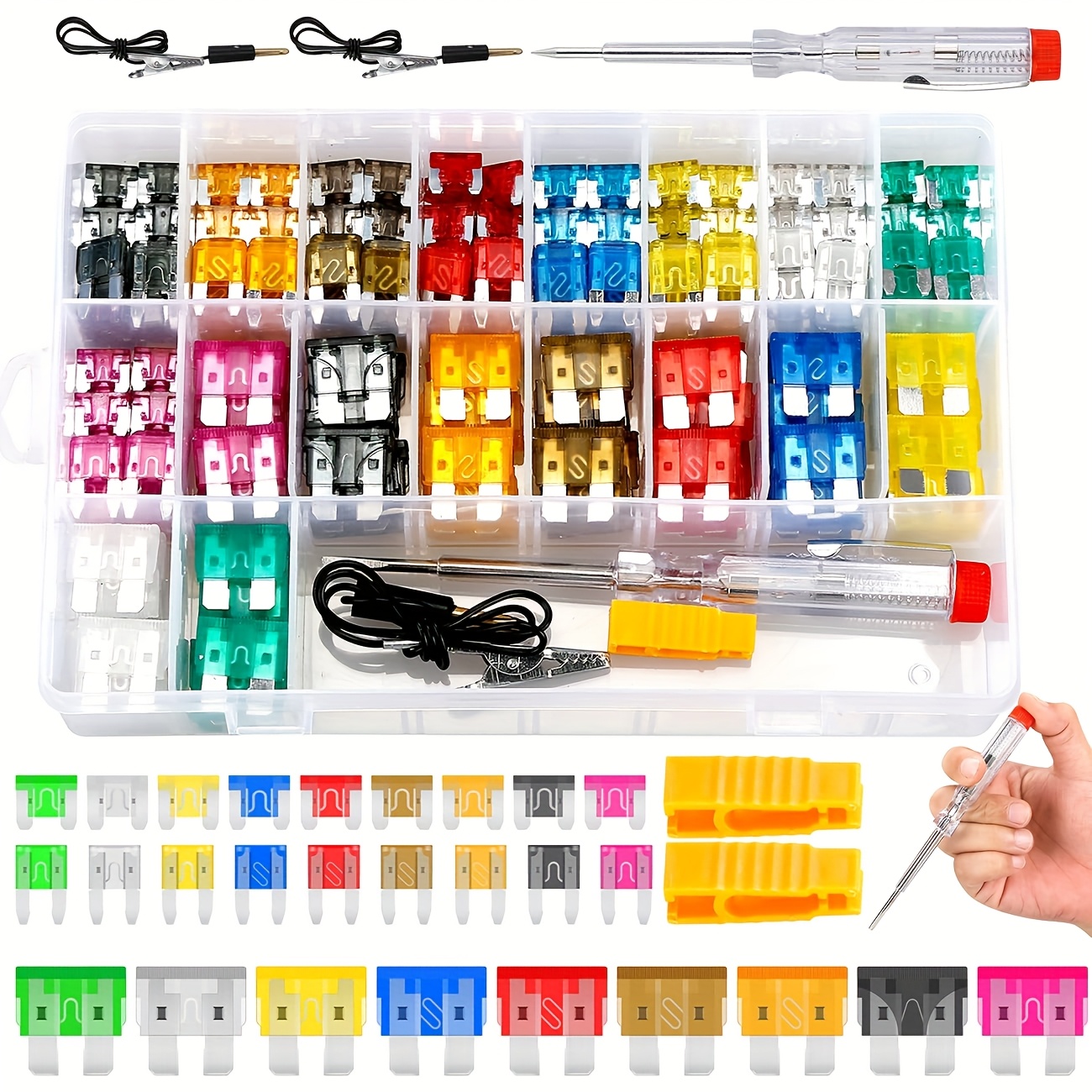 

306pcs Nodemcu Lua Car Fuse Kit With Screwdriver & Pullers - 5a-35a Blade Fuses In Clear Organizer Box, Color-coded For Easy Identification, Ideal For Cars, Trucks, Rvs & Electronics Projects