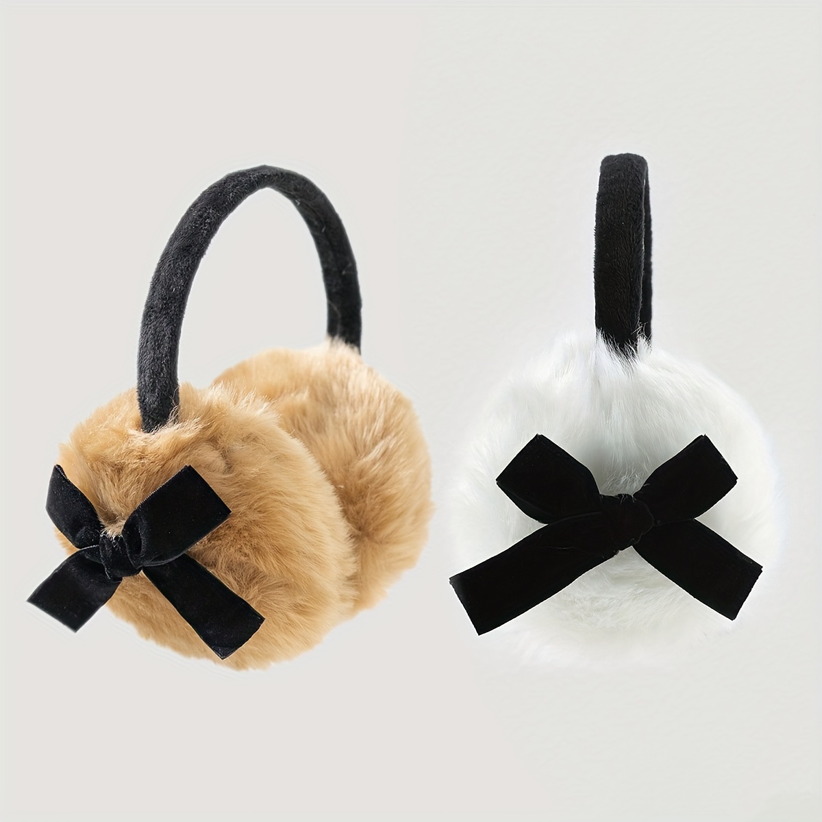 

Bow Earmuffs - Soft Faux Fur, Hand Wash Only, , Suede Material