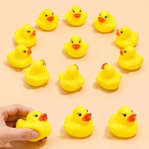 4pcs Cute Yellow Duck Rubber Toys, Kids Party Favor Bag Fillers, Mini Animal Toys for Birthday Party Supplies, Classroom Rewards And Festival Gifts