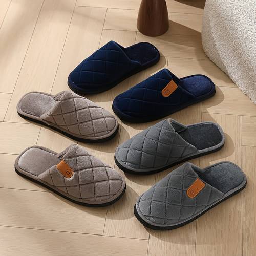 autumn winter mens plush lined thick soled non slip slippers for home warm for indoor outdoor use couples slippers international slippers