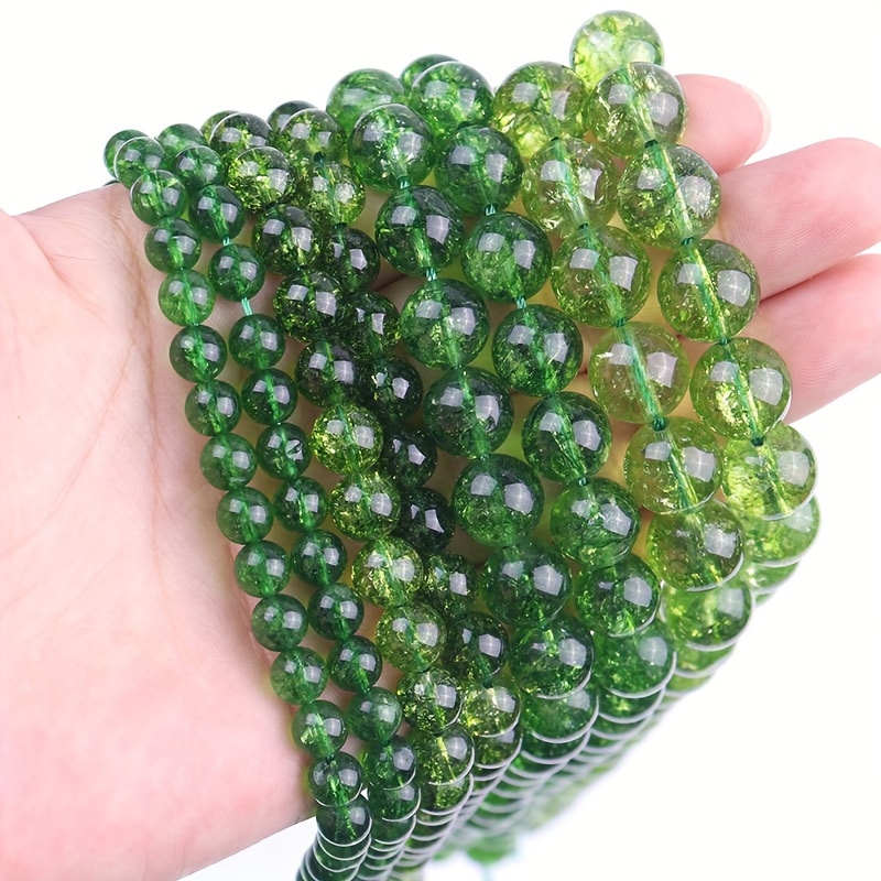 

Natural Stone Peridot Crystal Beads - Olive Green Round Bead Assortments For Diy Jewelry Making, Necklaces, And Bracelets - Ideal For Crafting Unisex Accessories And Gifts