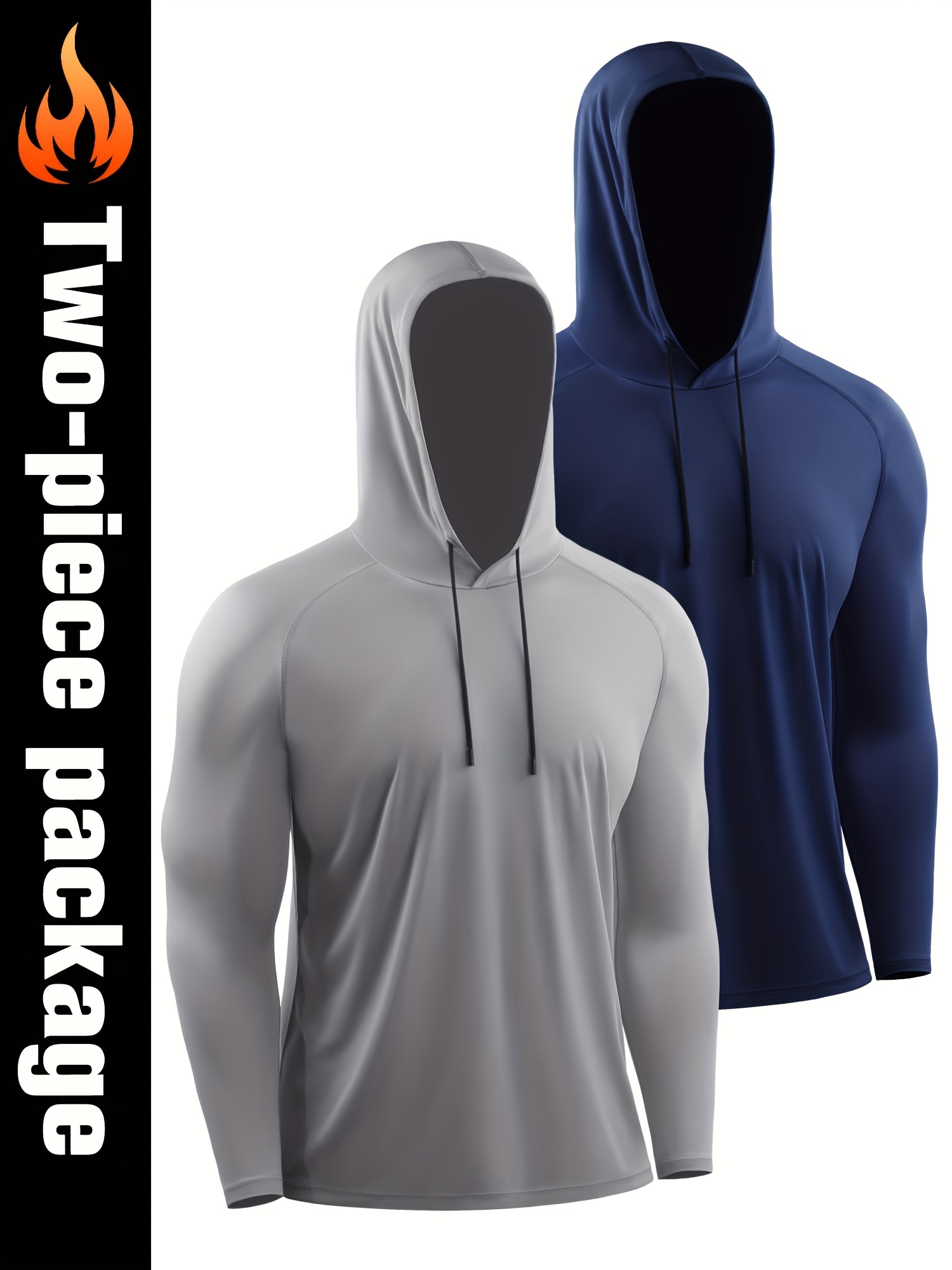 two-pack men's outdoor hooded long-sleeve sports t-shirt two-pack men's outdoor hooded long-sleeve sports t-shirt